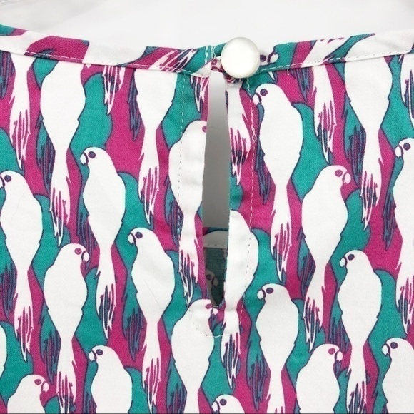 Talbots Petite M Parrot Print Cotton Stretch Sleeveless Round Neck Tank Top - Picture 9 of 9